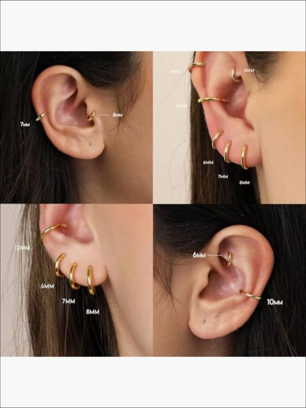 Hypoallergenic 14K Gold Plated Hoop Earrings Set for Sensitive Ears - Picture 4 of 7